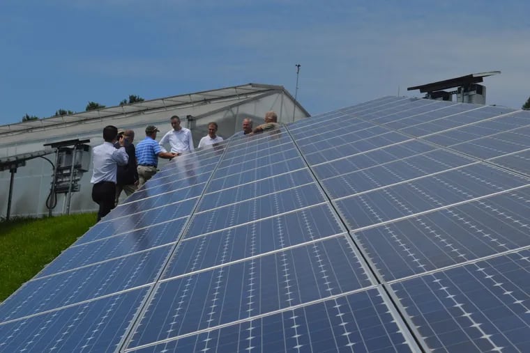 Congressman Mike Fitzpatrick (R-Bucks County) and Chad Forcey from the Pennsylvania Conservative Energy Forum, with farmers and solar energy advocates, met in August to review the solar technology at Maximuck's Farm and Market in Buckingham Township, Bucks County.