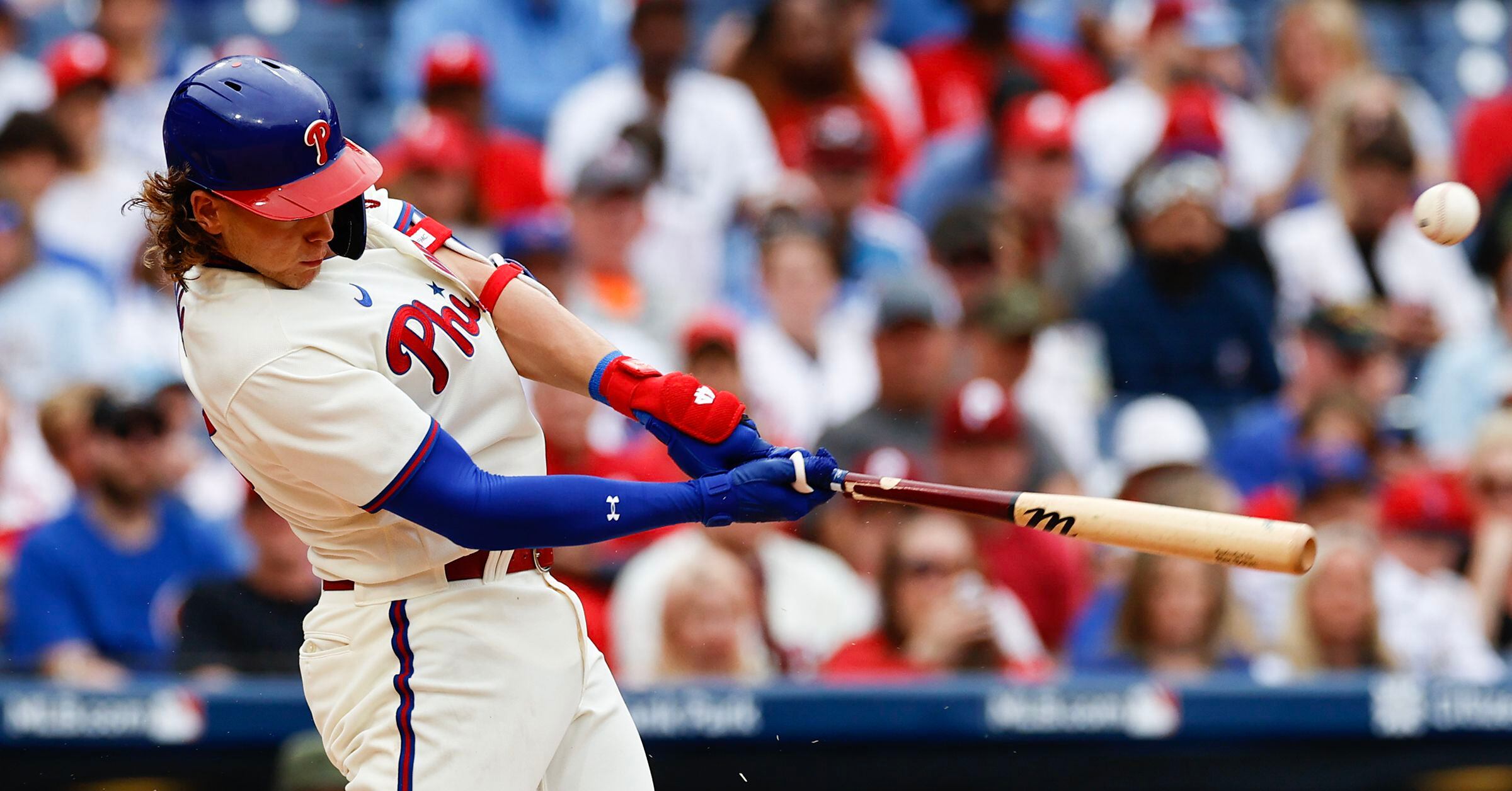 Kyle Schwarber of the Philadelphia Phillies hits a grand slam against the  Chicago Cubs during the first inning at Citizens Bank Park on Saturday, May  20, 2023, in Philadelphia., National Sports