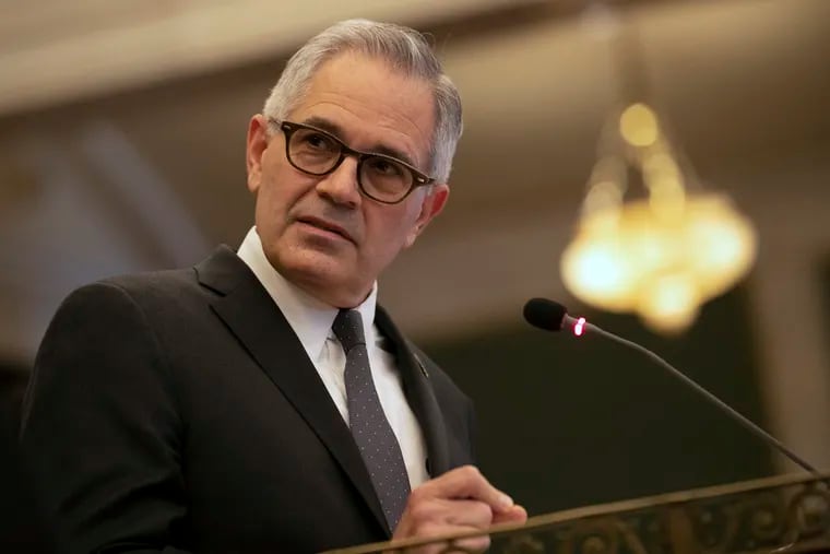 Philadelphia District Attorney Larry Krasner, shown in a photo from earlier this year, faces an impeachment effort in the legislature. He has denounced it as politically motivated.