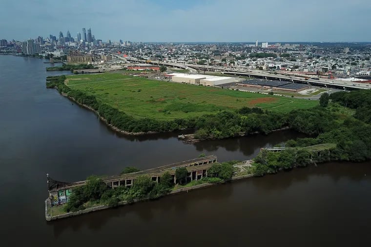 Graffiti Pier, a former coal loading dock facility owned by Conrail, in the Port Richmond section along the Delaware River. Police say a man fishing in the Delaware discovered human remains near the pier Thursday, July 4, 2019.