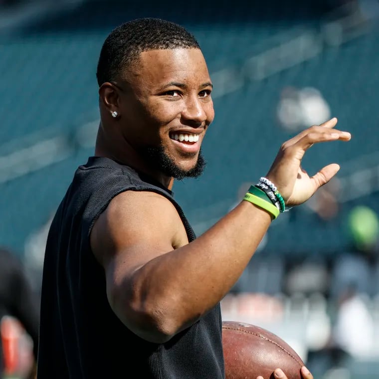 Eagles running back Saquon Barkley will face his former team, the Giants, for the first time this weekend.