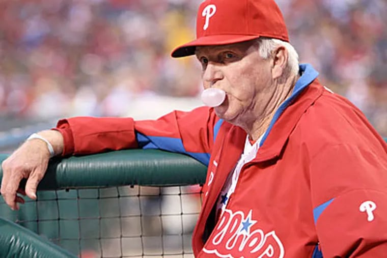 Charlie Manuel addressed the team after Wednesday night's Phillies loss to the Mets. (Steven M. Falk / Staff Photographer)