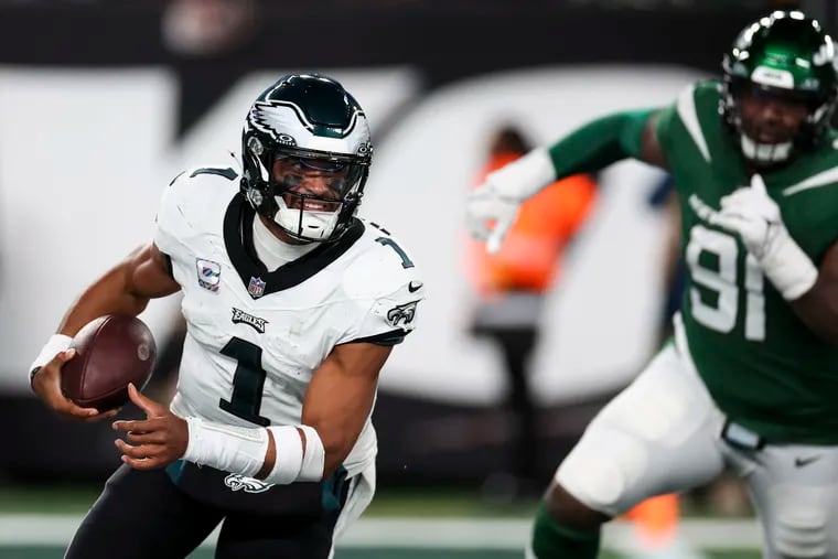 Eagles QB Jalen Hurts' pocket presence was shaky in loss to Jets