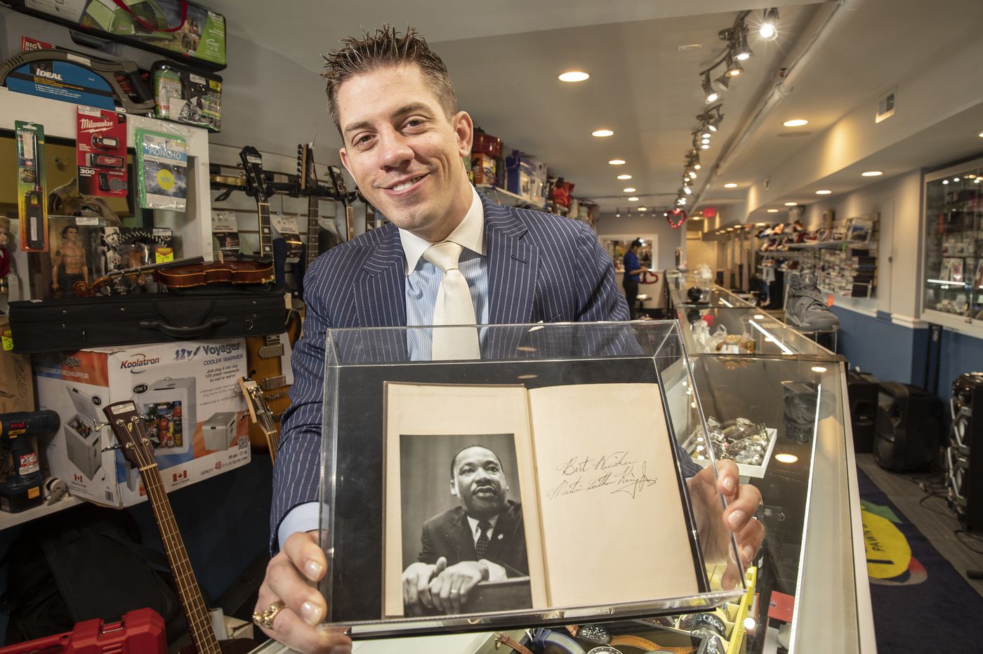 A Bible signed by Martin Luther King Jr. is on display at a S. Philly