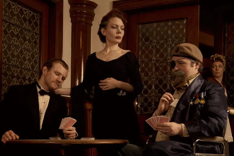 In the cast of &quot;The Real Inspector Hound&quot; : (from left) Steve Carpenter, Jennifer Summerfield, Joshua L Browns, and Aetna Gallagher. Tom Stoppard's parody of a murder mystery is produced by Curio Theatre. KYLE CASSIDY