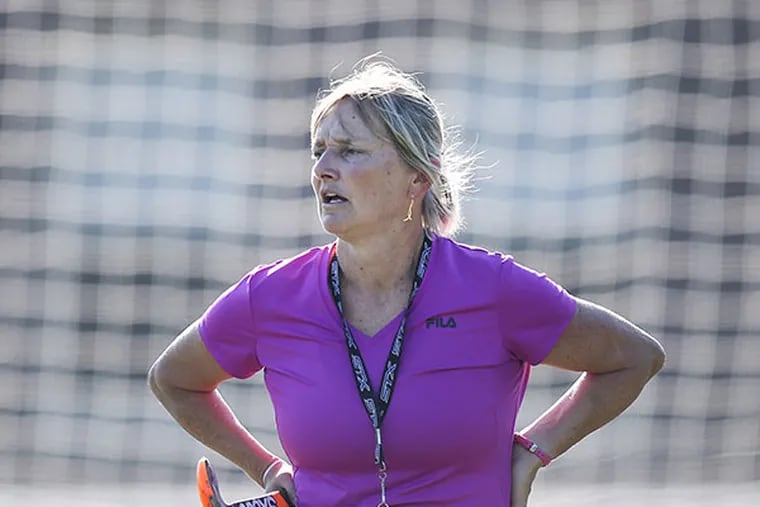 George School coach Nancy Bernardini, who returns for her 31st season after taking 7 years off. Bernardini was on the U.S. field hockey team from 1976 until 1980, training for the 1980 Olympics. A severe knee injury forced her to drop out of the competition one week before tryouts.