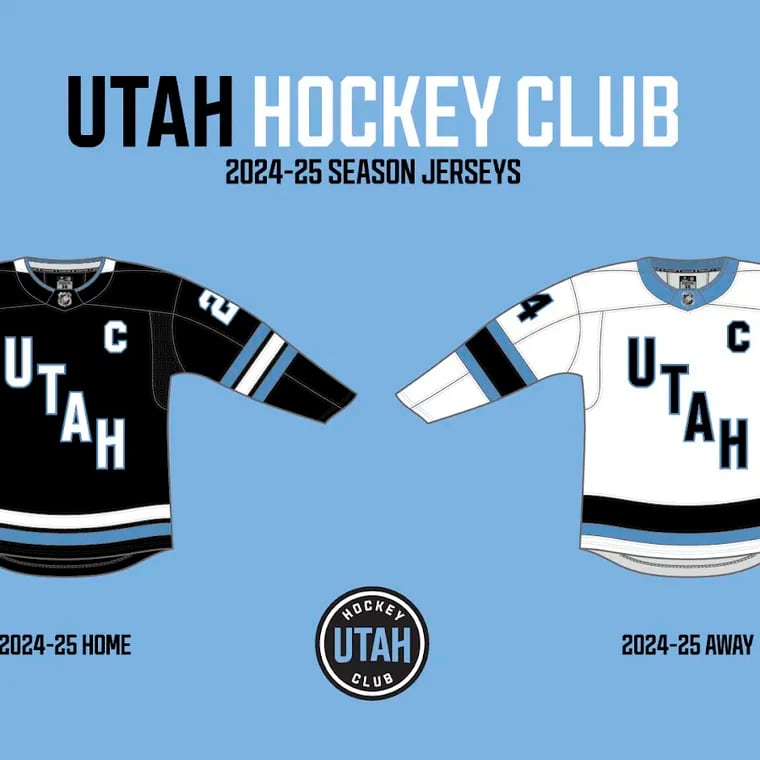 This rendering provided the Utah Hockey Club shows the new NHL team's home and away uniform.