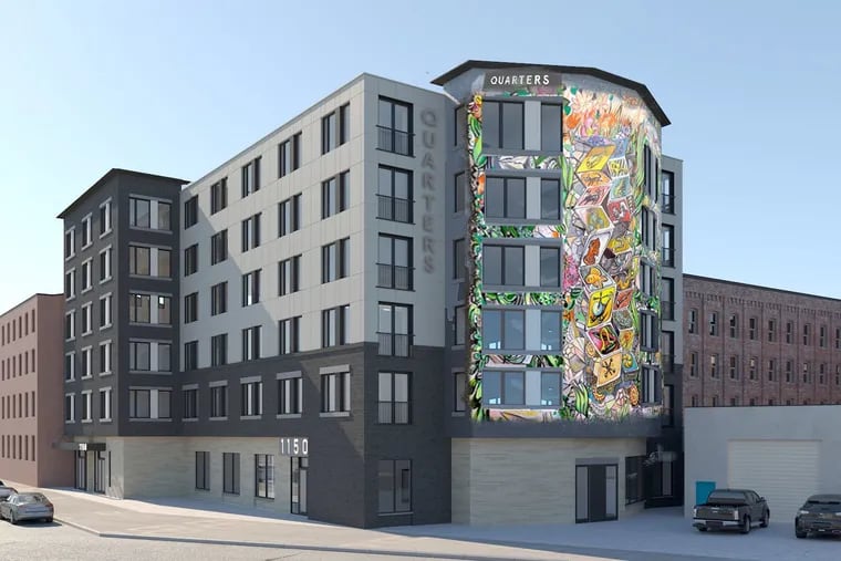 Artist's rendering of Quarters "coliving" project planned in Northern Liberties at Germantown Avenue and North American Street.