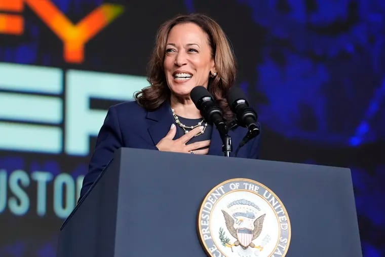 Vice President Kamala Harris delivers remarks at a Sigma Gamma Rho Sorority gathering in Houston Wednesday.