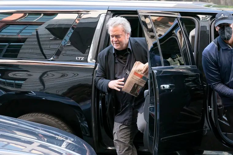 Former White House strategist Steve Bannon arrives at the federal court in Washington on Friday.