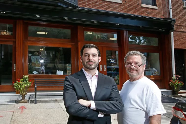 Frank DiCianni (left) said he saw a way to &quot;make the building really pop.&quot; He is shown at 1703 Pine St. with tenant Dov Leis, owner of the Formerly Taws framing business.