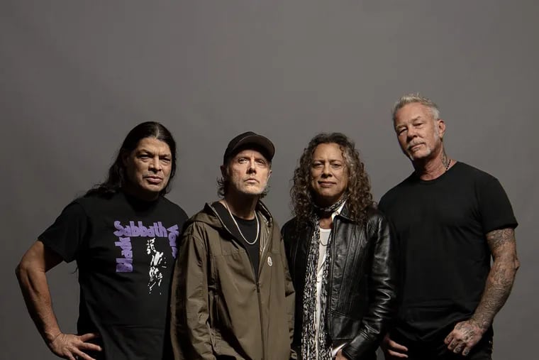 Metallica will play Philadelphia for the first time since 2018 when they perform for two nights at Lincoln Financial Field on May 23 and 25, 2025. Left to Right: Robert Trujillo, Lars Ulrich, Kirk Hammett, and James Hetfield.