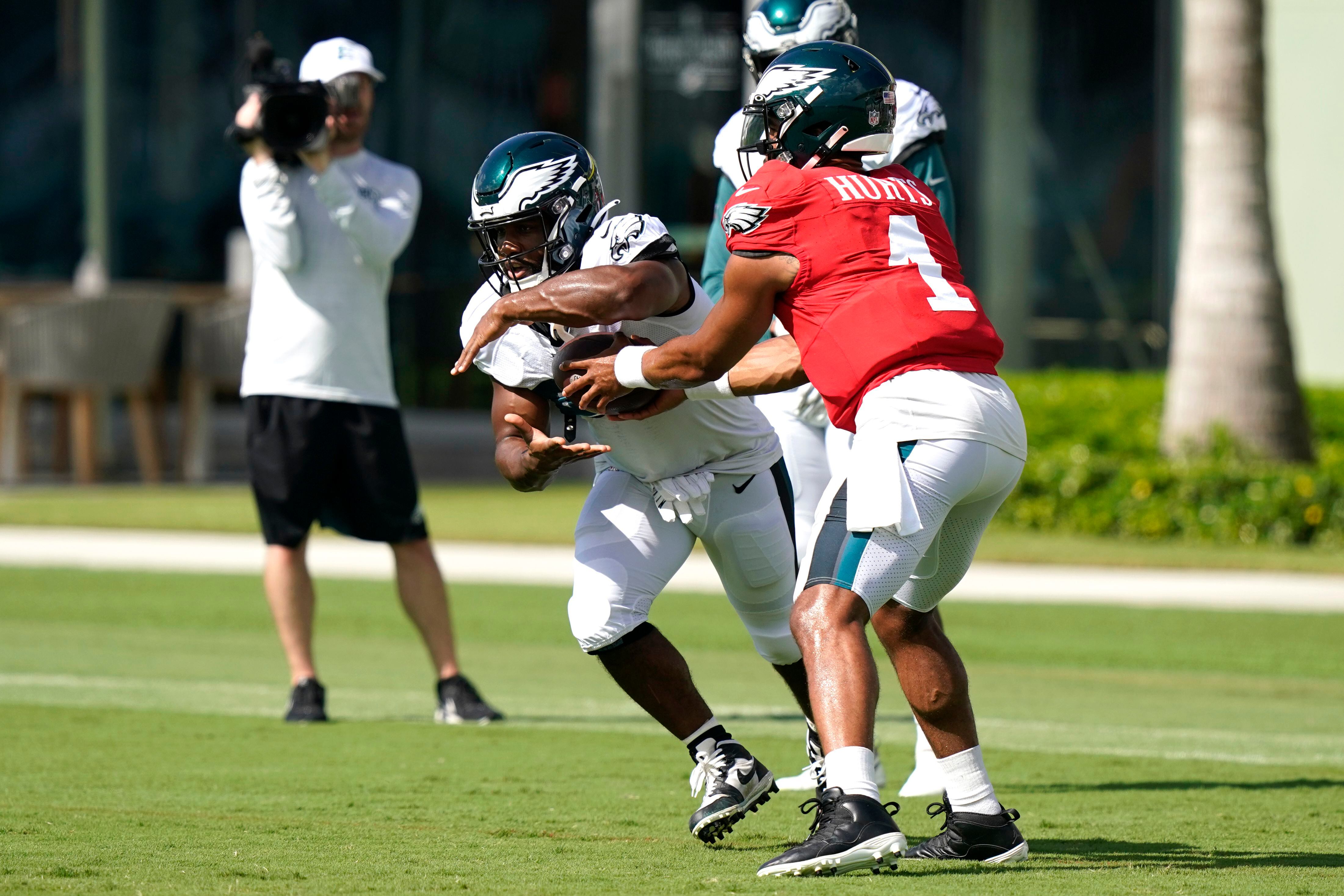 Philadelphia Eagles running back Boston Scott takes part in drills at the  Miami Dolphins' NFL football team's practice facility, Thursday, Aug. 25,  2022, in Miami Gardens, Fla. (AP Photo/Lynne Sladky Stock Photo 