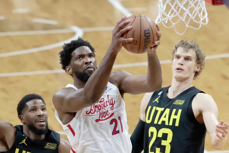 The Sixers are unlikely to land Lauri Markkanen (right) of the Utah Jazz in a trade.