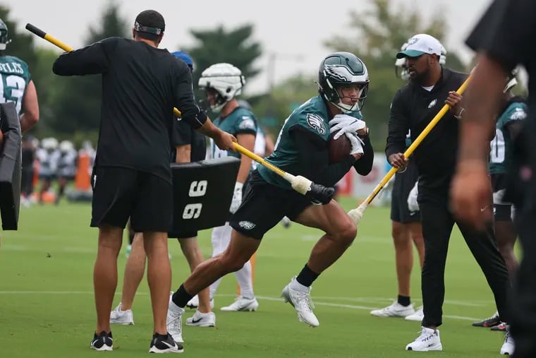 Eagles wide receiver Johnny Wilson running drills during training camp.