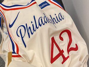 Philadelphia 76ers 2017–18 City Edition uniform and NBA Playoffs campaign -  Fonts In Use