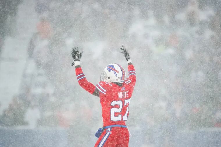 Tre'Davious White and the Buffalo defense will aim to hold down the Miami Dolphins in snowy Orchard Park Saturday night.  (Photo by Brett Carlsen/Getty Images)