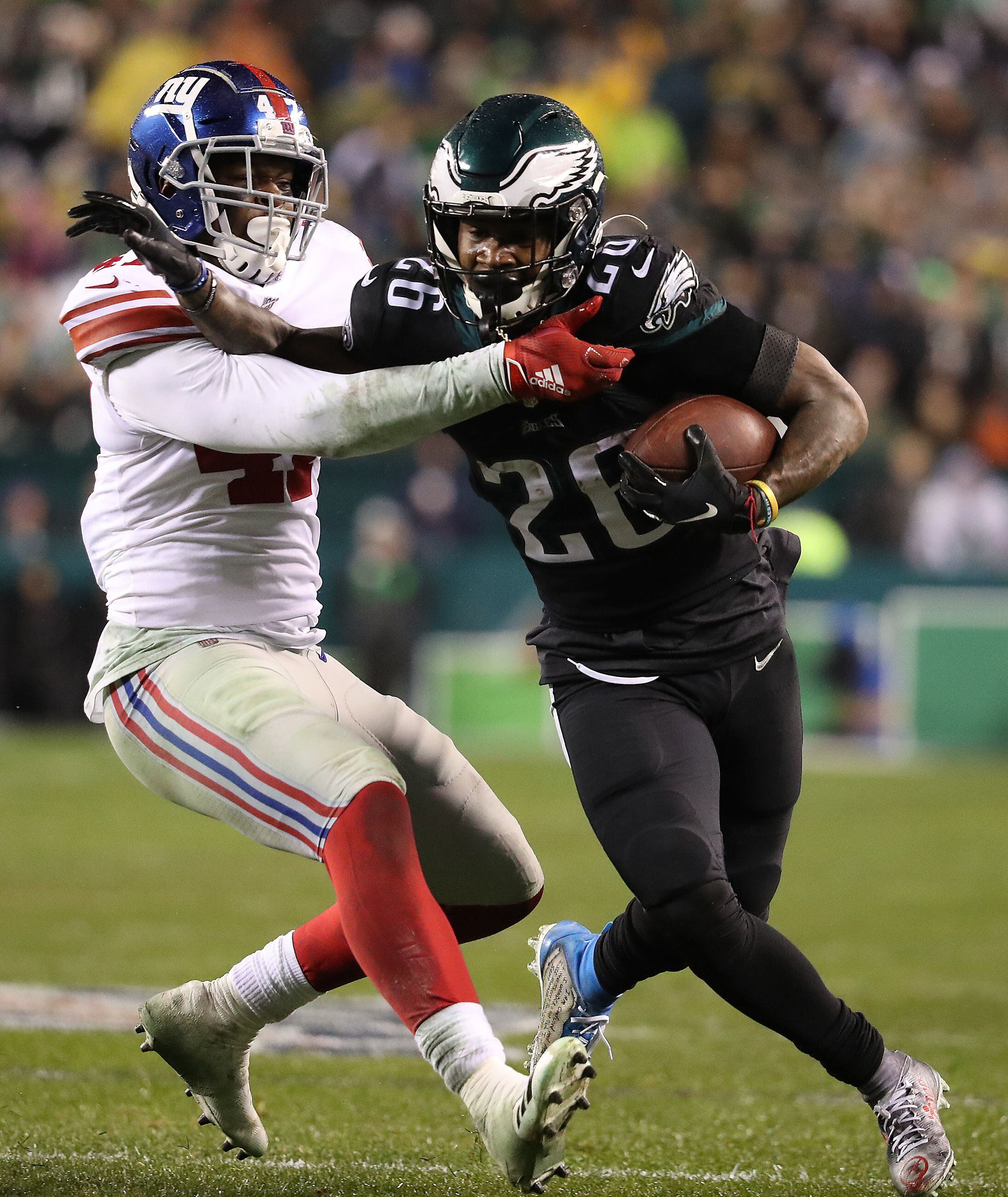 Boston Scott in Action v. NY Giants Philadelphia Eagles Autographed 11 x  14 Framed Football Photo