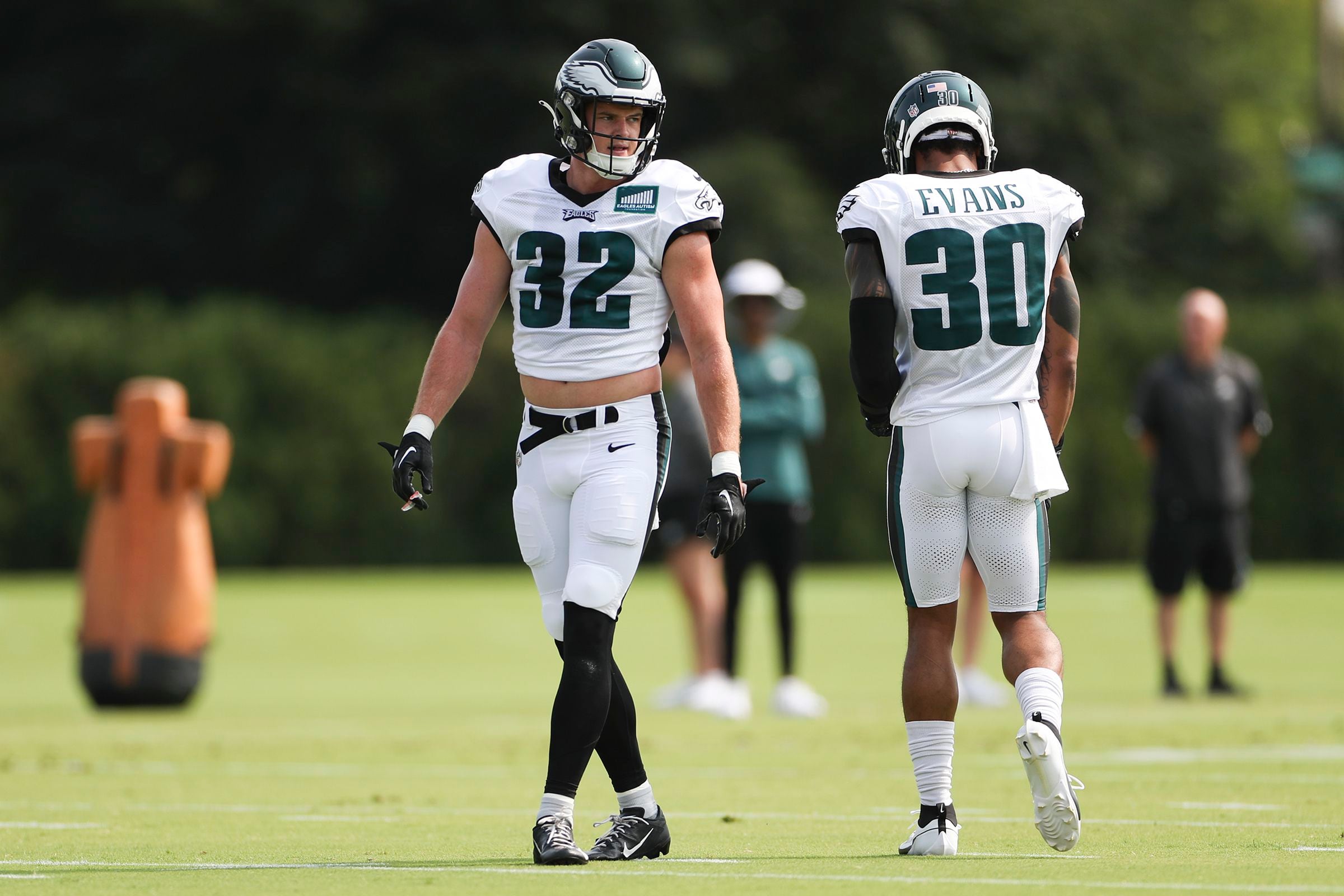 Philadelphia Eagles' Reed Blankenship warms up before an NFL