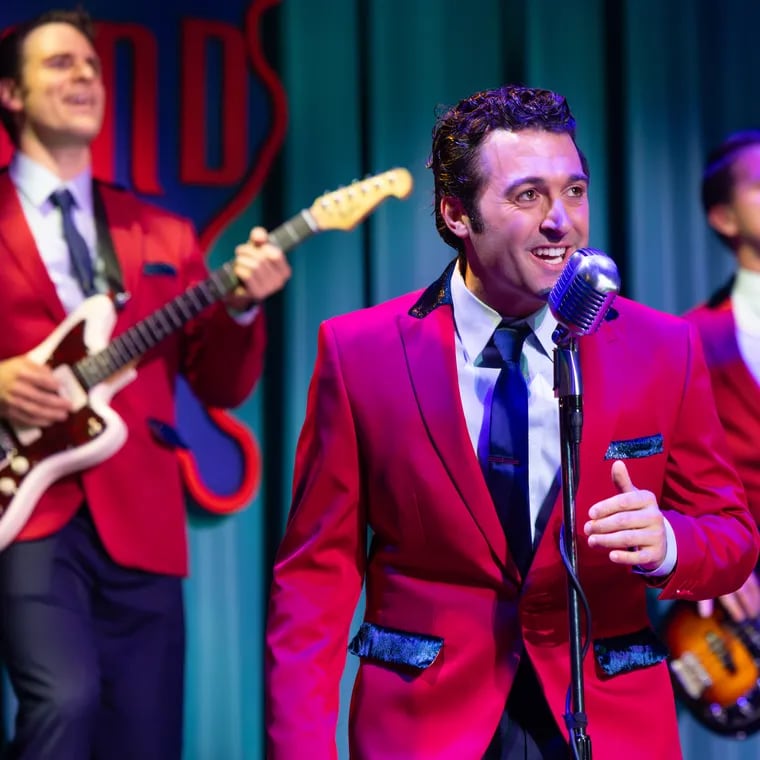 Ken Sandberg, Will Stephan Connell, and Chris Stevens in "Jersey Boys" at the Walnut Street Theatre.