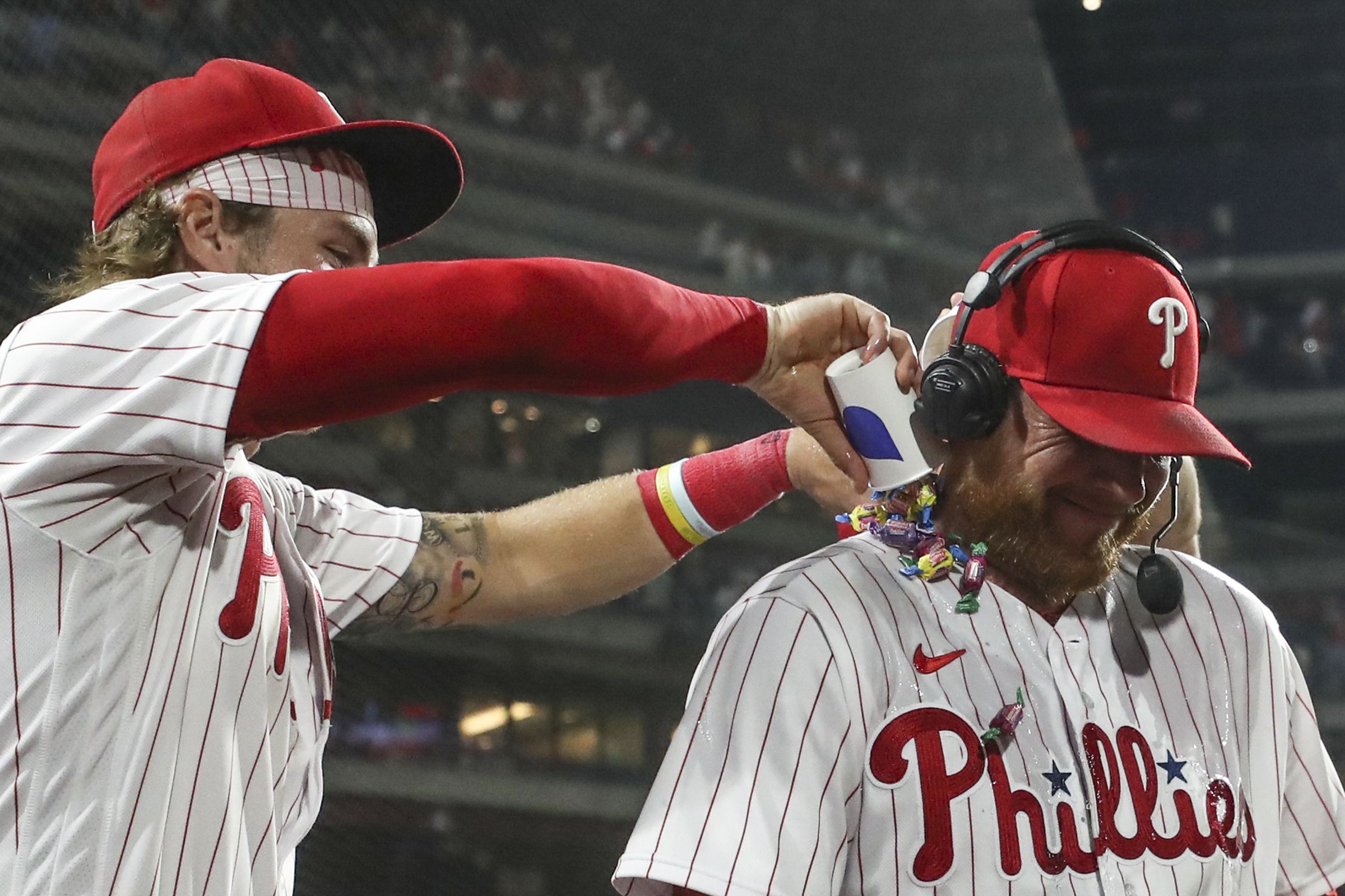 Harper hits 2 solo home runs, Nola pitches 5 innings as Phillies beat Blue  Jays 9-4 - The San Diego Union-Tribune