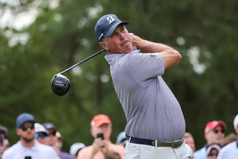 Matt Kuchar of the United States plays his shot from the third tee during the final round of the Wells Fargo Championship at Quail Hollow Country Club on May 07, 2023 in Charlotte, North Carolina.