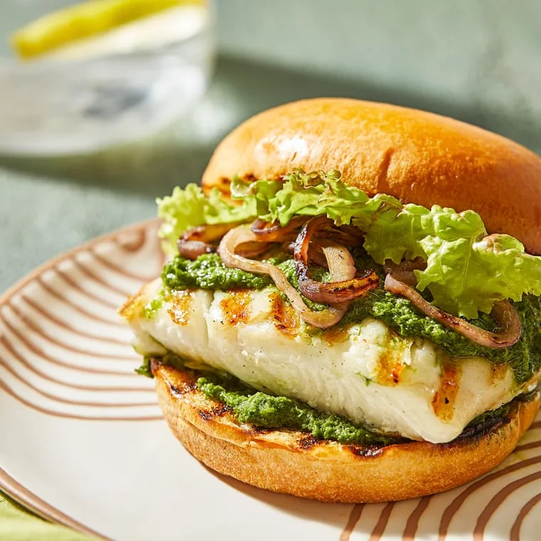 Grilled Fish Sandwiches With Salsa Verde. MUST CREDIT: Tom McCorkle for The Washington Post; food styling by Gina Nistico for The Washington Post