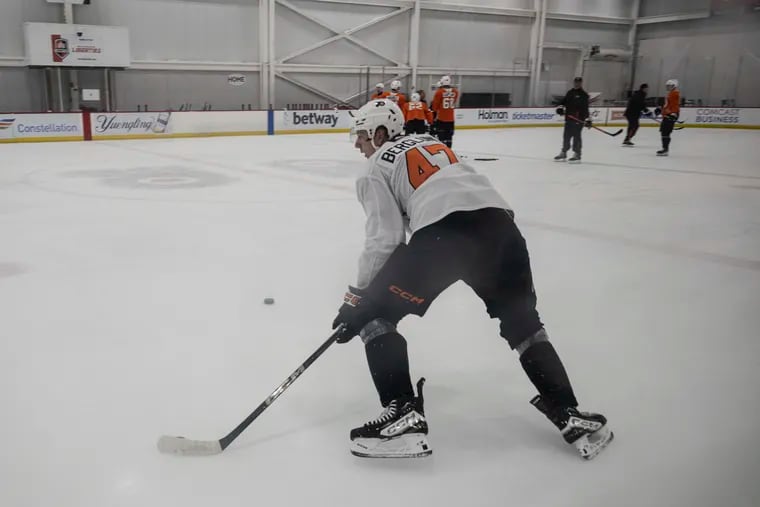 Jack Berglund, a second-round pick by the Flyers last week, skating Wednesday at development camp.