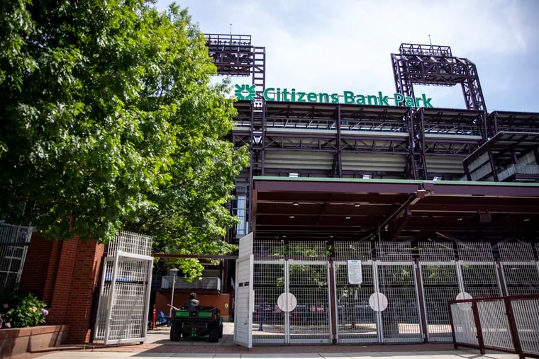 One of the gates to Citizens Bank Park, the home stadium of what looks to be a much different Phillies organization. 


Michael Russo, of Center City Philadelphia, Landscaping crew, drives through the open gate at Citizens Bank Park on Wednesday, June 24, 2020.
