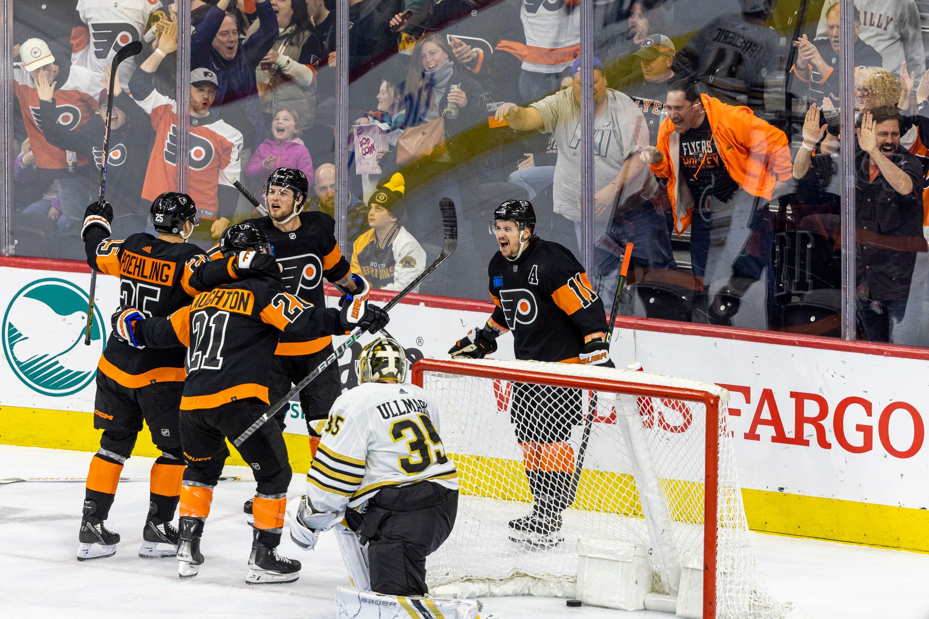 Flyers persevere for 3 2 win over Boston Bruins