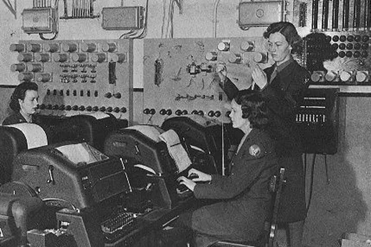 Vintage teletypes in use during World War II, before traffic and weather on the 2s.