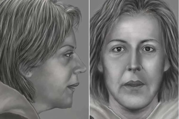 Composite sketch of a woman found in January along the Delaware River in South Jersey.