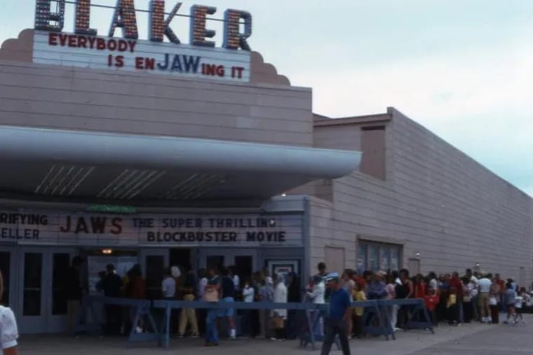 The line for "Jaws" wraps around The Blaker, on the Boardwalk at Cedar Avenue, in Wildwood in 1975.
