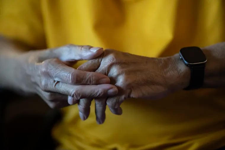 Alex Morisey listens to music in his room at a nursing home in Philadelphia, on Wednesday, Feb. 15, 2023.