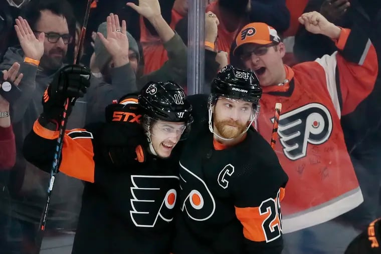 Will Travis Konecny (left), Claude Giroux (right) and the rest of the Flyers be back at their Voorhees training facility soon?