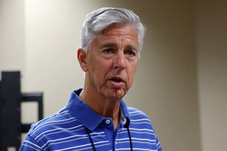 Phillies president of baseball operations Dave Dombrowski meets with the media on Monday at BayCare Ballpark in Clearwater, Fla.