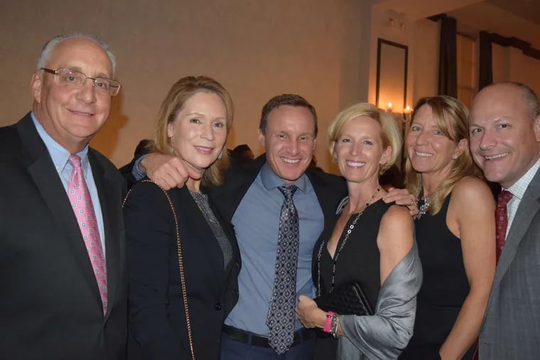 Attending the breastcancer.org fund-raiser were (from left) Rich Cohen and his wife, Betsy; board chair Michael DeLone and his wife, Hillary; and Kristin and Dan Ressler.