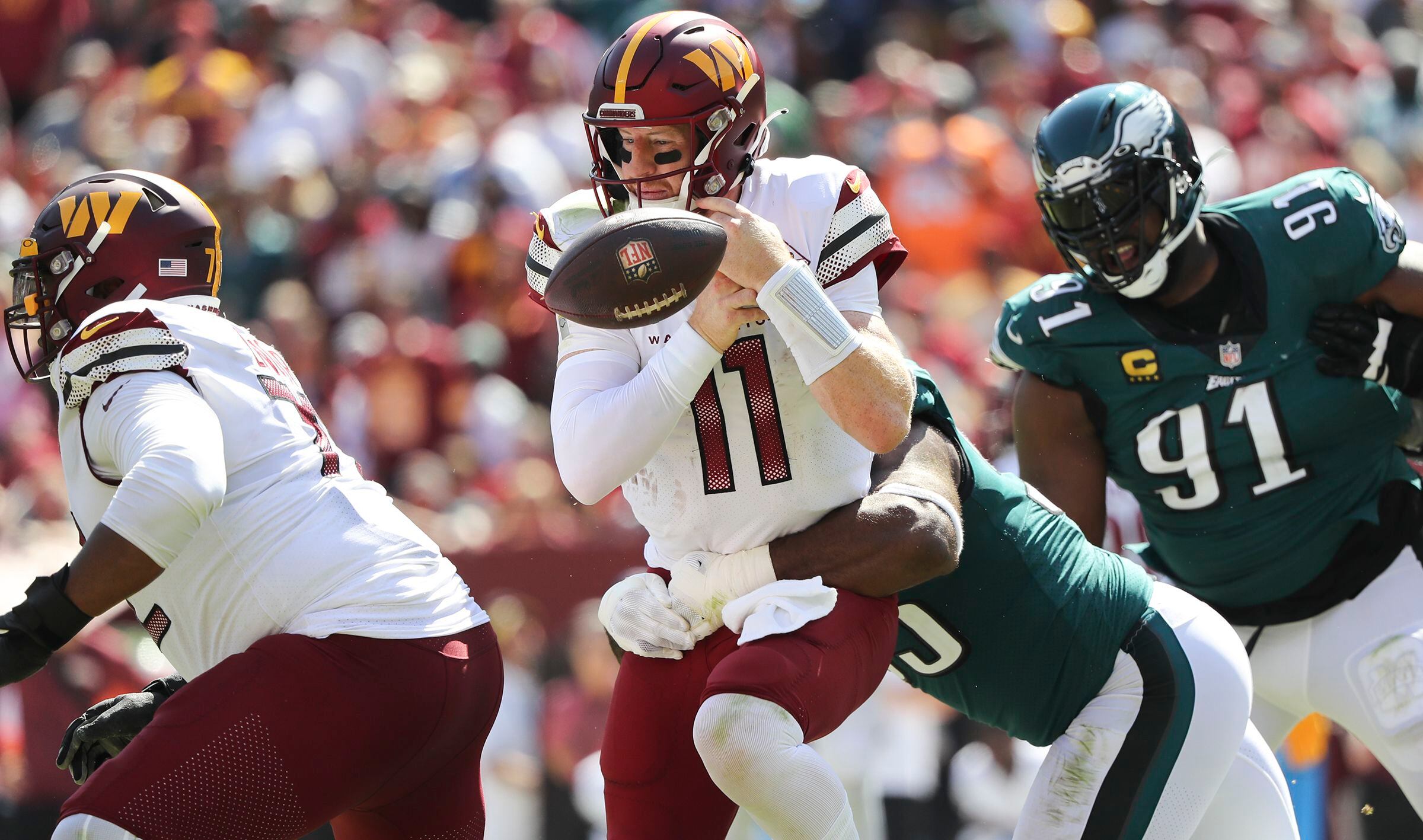 Carson Wentz sacked 9 times by the Eagles. What's next for Washington? 