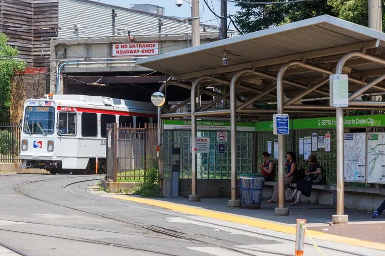 SEPTA trolleys enter tunnel at trolley stop at 40th and Baltimore on Thursday, July 6, 2023. Friday, SEPTA starts “2024 Trolley Tunnel Blitz.”