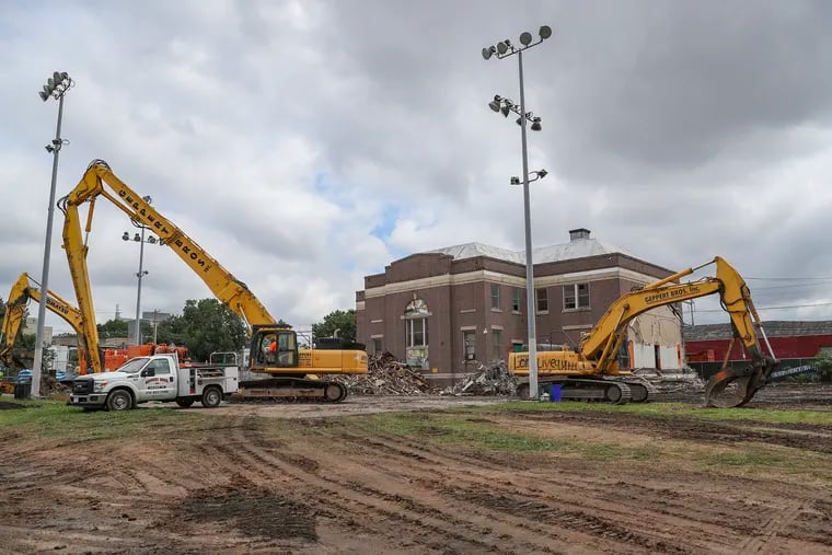 Construction at the Vare Recreation Center in Philadelphia in July.