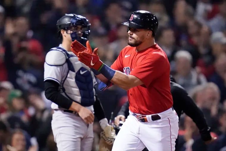 Boston Red Sox outfielder Shane Victorino speaks to Business