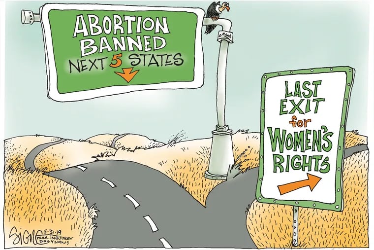 Political Cartoon On the road to abortion bans