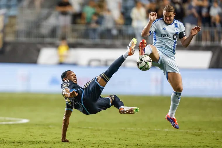 José Andrés Martínez (left) playing against CF Montréal in the Leagues Cup earlier this month, one of his last games for the Union.