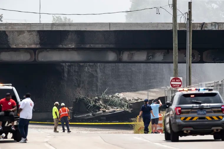 I95 collapse in Philadelphia Map, bridge, fire, explained