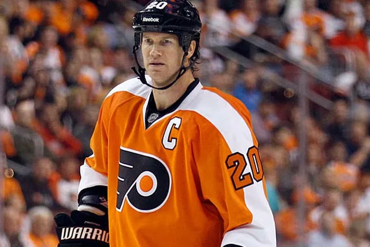 Chris Pronger, the Philadelphia Flyers' new defenseman, poses
