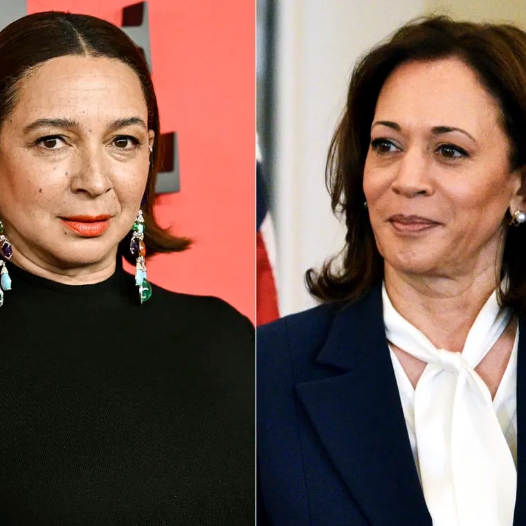 Maya Rudolph (left) appears at the Time100 Gala in New York on April 25 and Vice President Kamala Harris appears at a luncheon for Japanese Prime Minister Fumio Kishida at the State Department in Washington on April 11.
