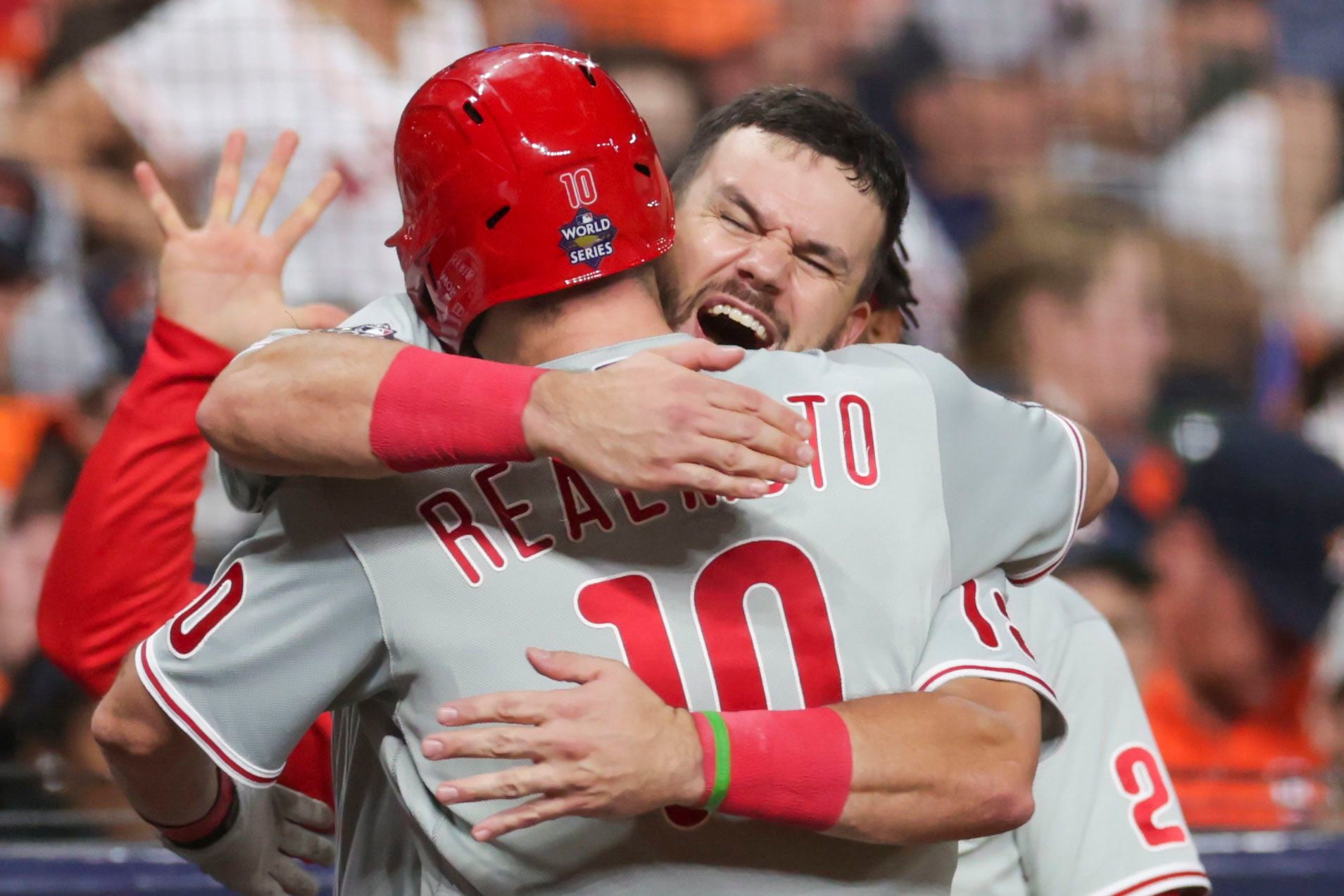 J.T. Realmuto caps Phillies comeback with homer in the 10th to beat Astros,  6-5, in World Series opener