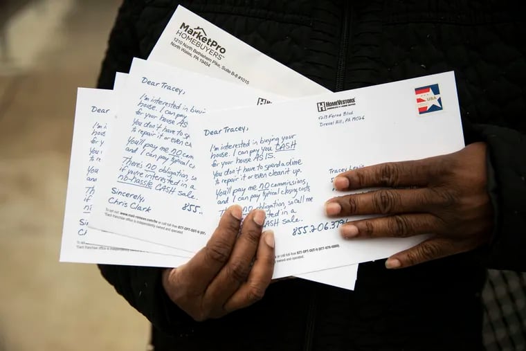 A new Pennsylvania law regulates wholesalers like the ones who frequently sent mail to Tracey Lewis of West Philadelphia to try to get her to sell her home.