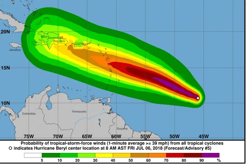 Beryl, season’s first Atlantic hurricane, takes aim at Caribbean isles