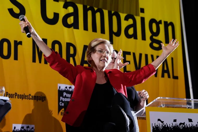 Democratic presidential candidate Sen. Elizabeth Warren, D-Mass., speaks at the Poor People's Moral Action Congress presidential forum in Washington June 17, 2019.